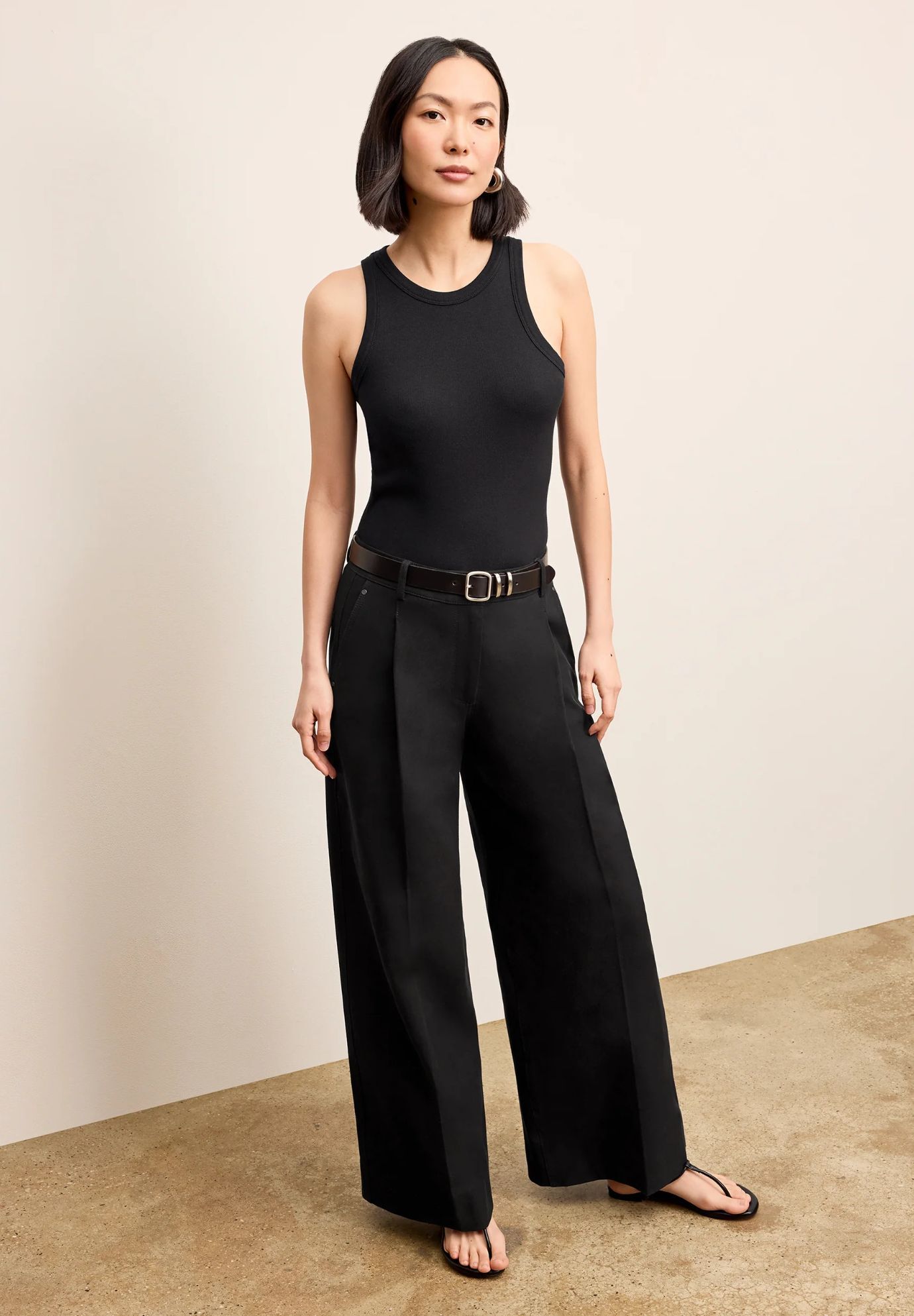 Aubry Layering Tank - Organic Ribbed Pima Cotton, Black / Black, hi-res image number 0