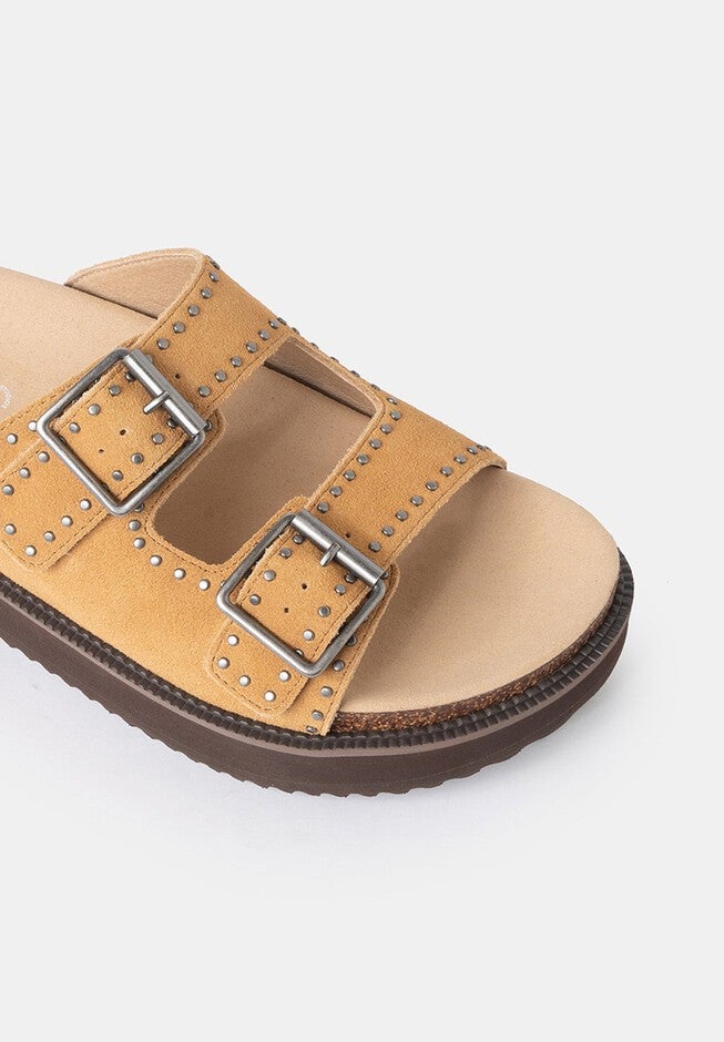 Murphy Footbed Slides, Caramel / Yellow, alternate image number 2