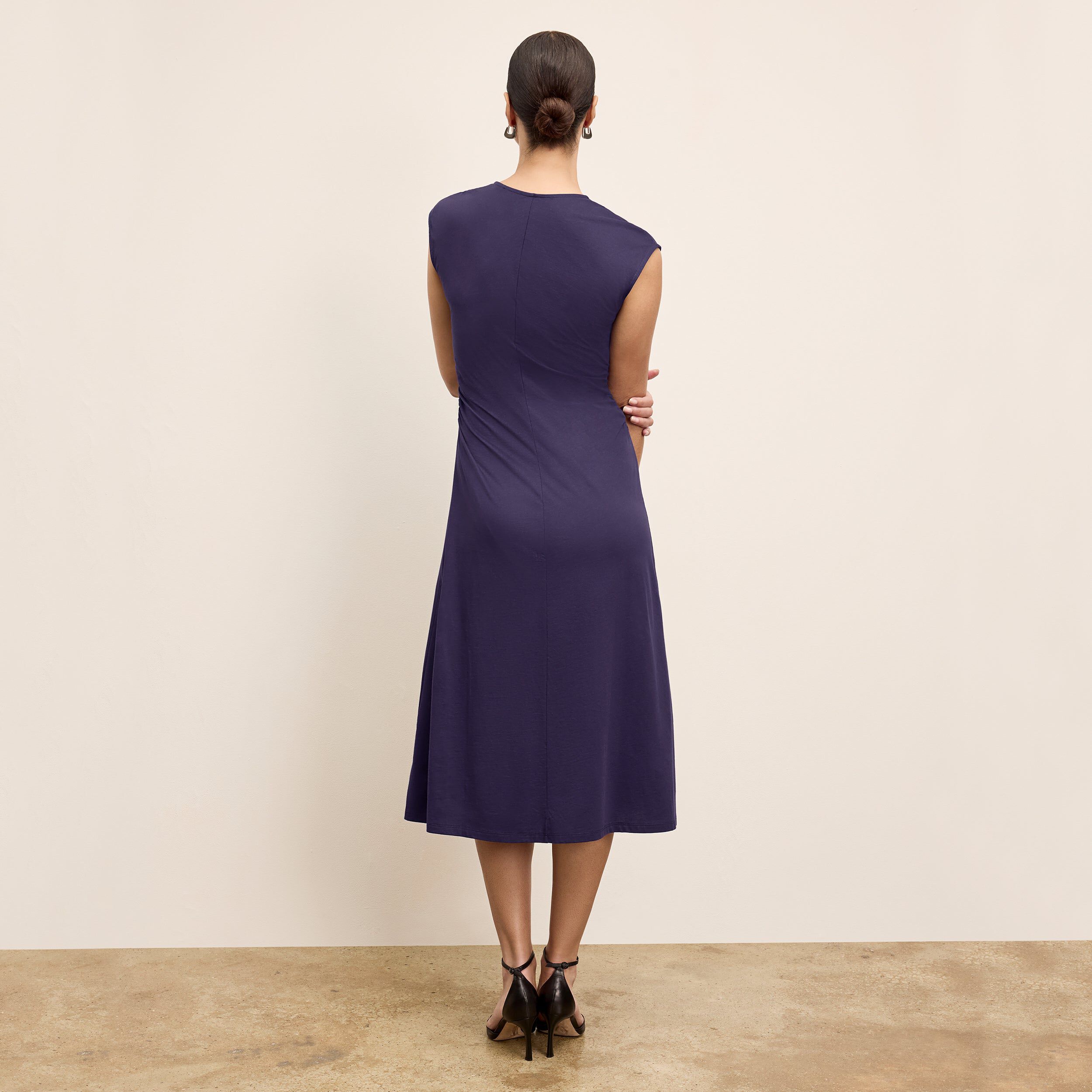 Marina Ruched Dress - Organic Jersey Pima Cotton, Deep Iris / Purple, alternate image number 1