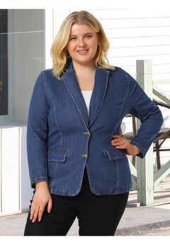 ELEGANT JEAN LAPEL BLAZER DENIM JACKET