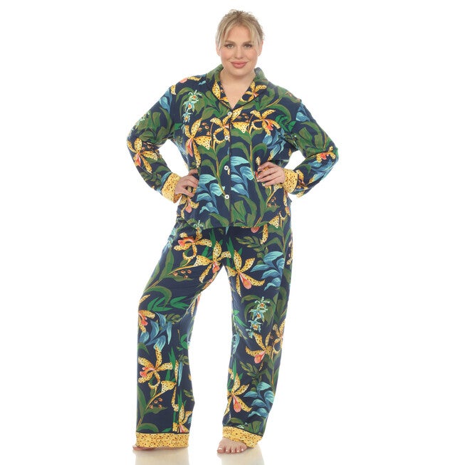 Two Piece Wildflower Print Pajama Set, Navy / Navy, hi-res image number null