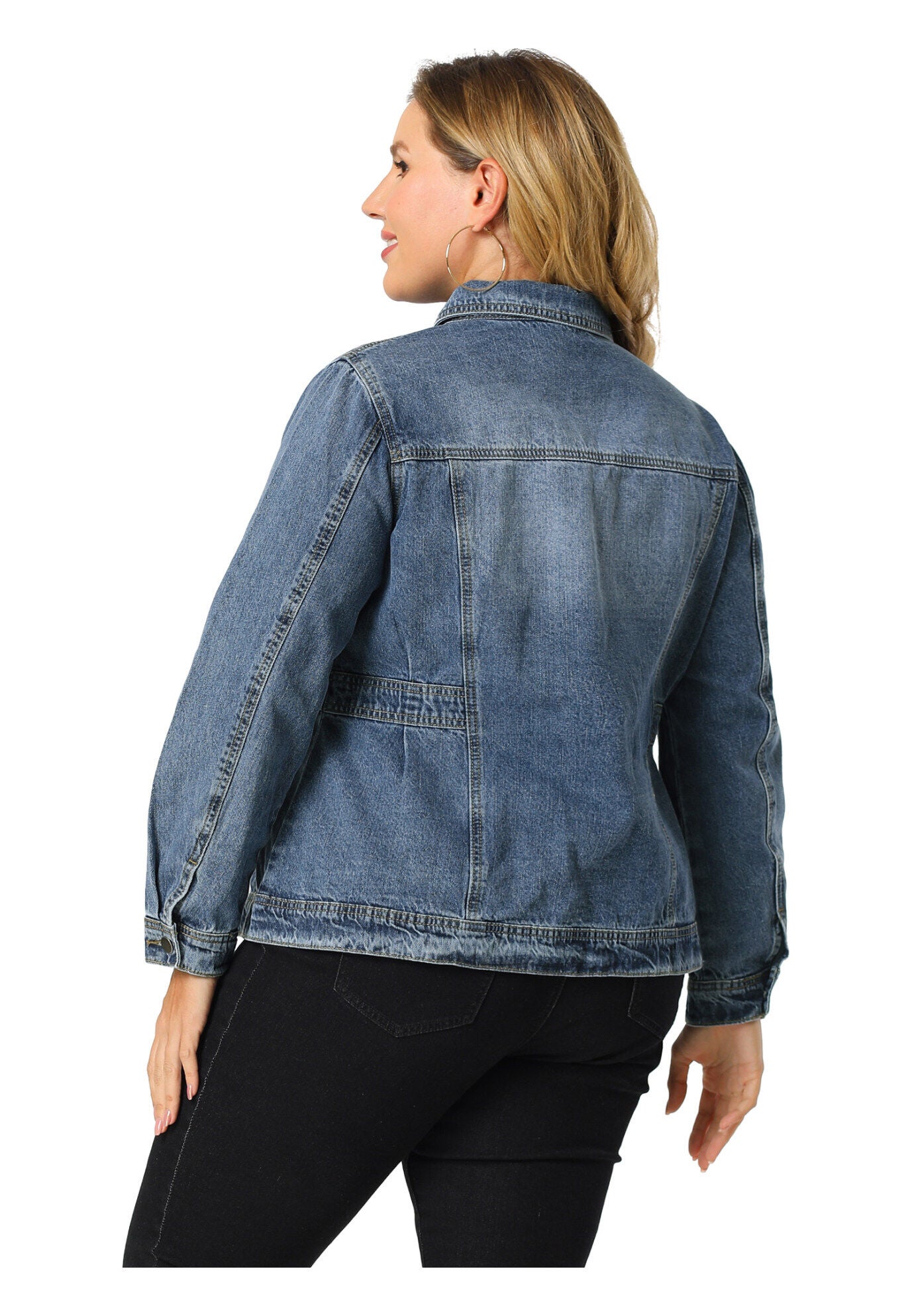 CLASSIC WASHED FRONT JEAN DENIM JACKET, Blue / Light Blue, alternate image number 3