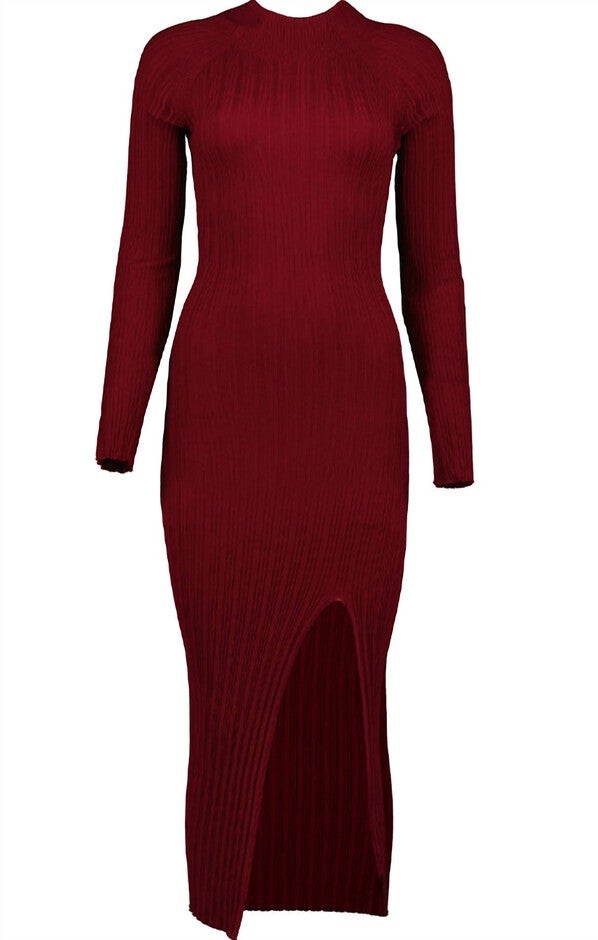 CHLOE SWEATER DRESS IN CRIMSON, Crimson / Red, hi-res image number 0