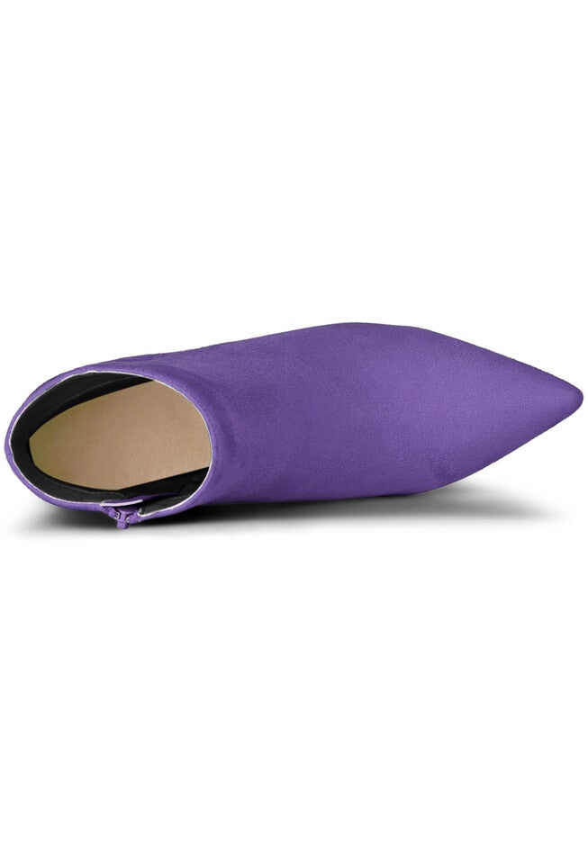 POINTED TOE KITTEN HEEL ZIP BOOTIES, Deep Purple / Purple, alternate image number 3
