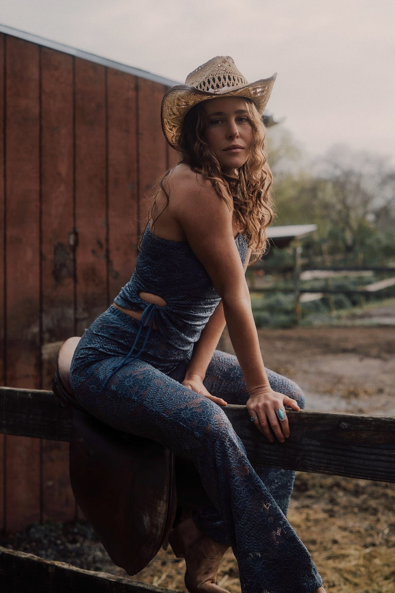 Carolina Lace One-Shoulder Top, Steel Blue / Dusty Blue, hi-res image number 0