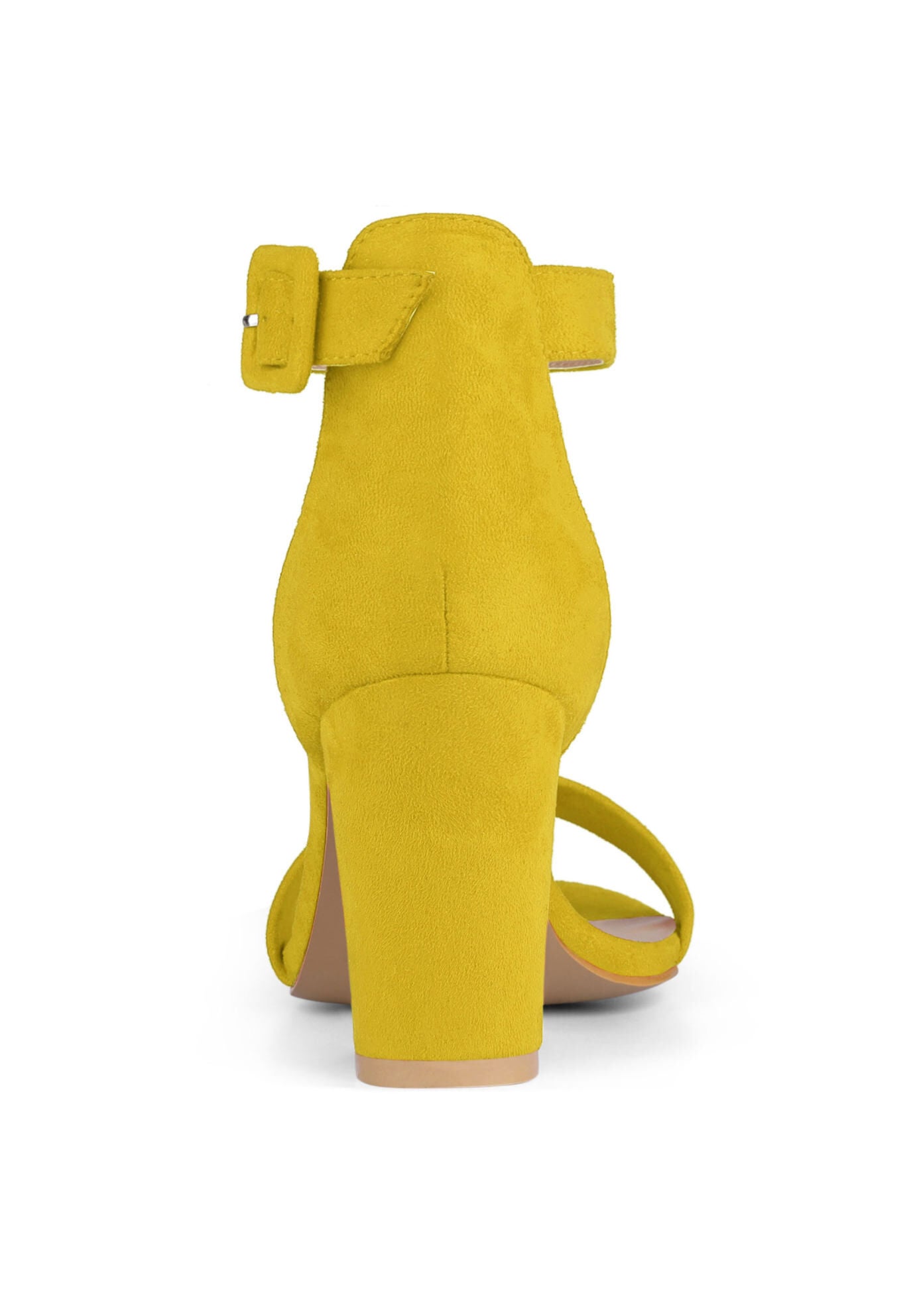 Open Toe Ankle Buckle Strap Block High Heel Sandals, Yellow / Yellow, alternate image number 2