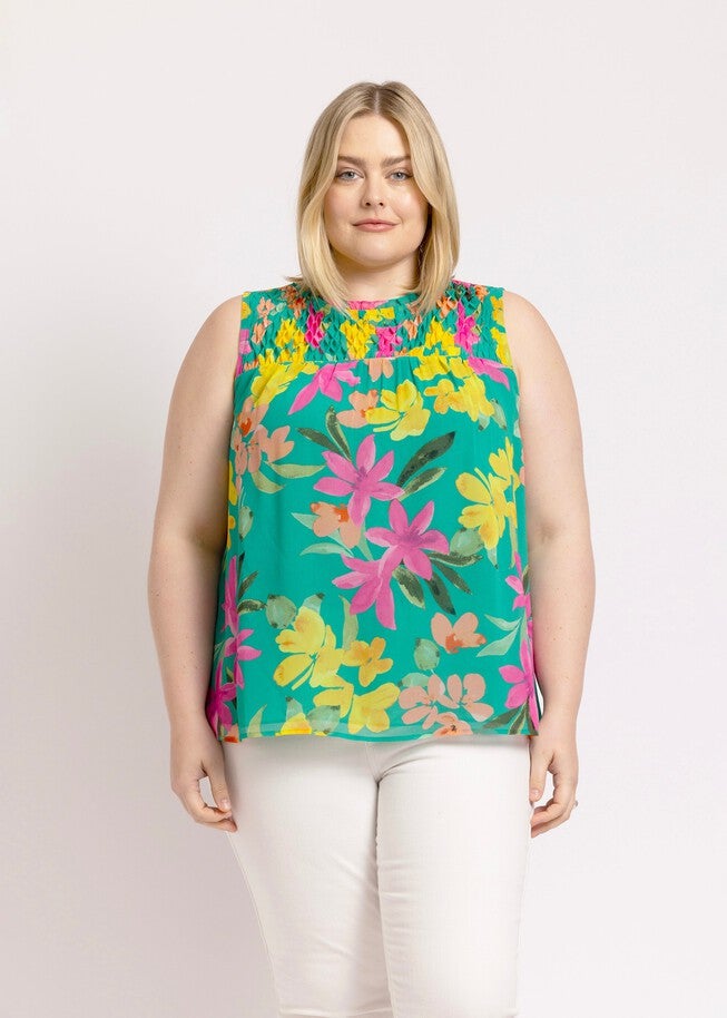 Bexley Tropical Tank Top, O080 AQUA / Forest Green, alternate image number null