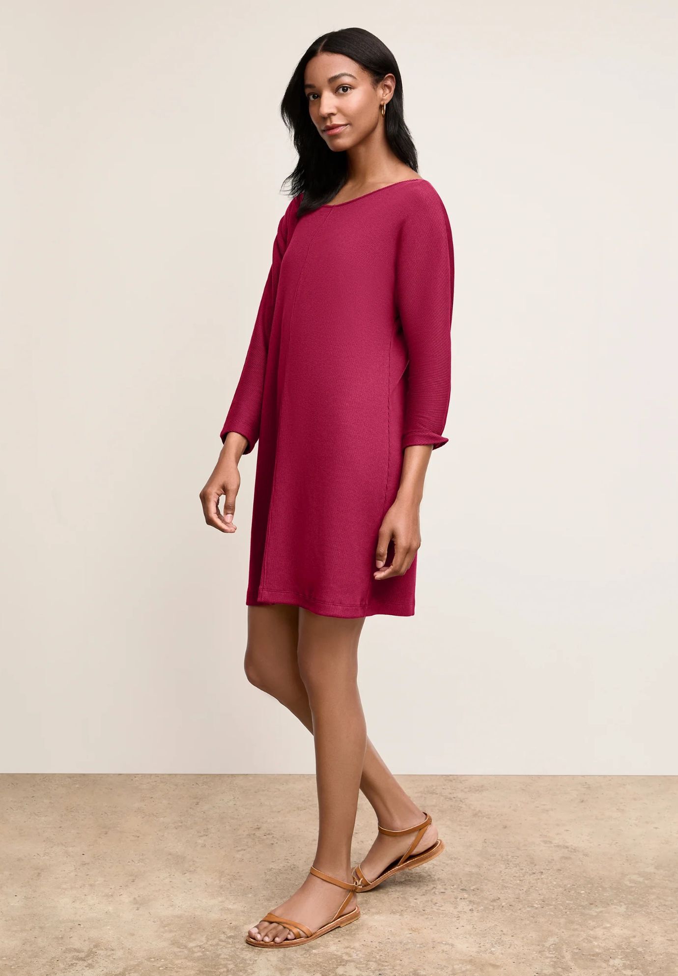 Ivana Toss-On Dress - Plush Pima, Dark Fuchsia / Deep Fuchsia, alternate image number 1