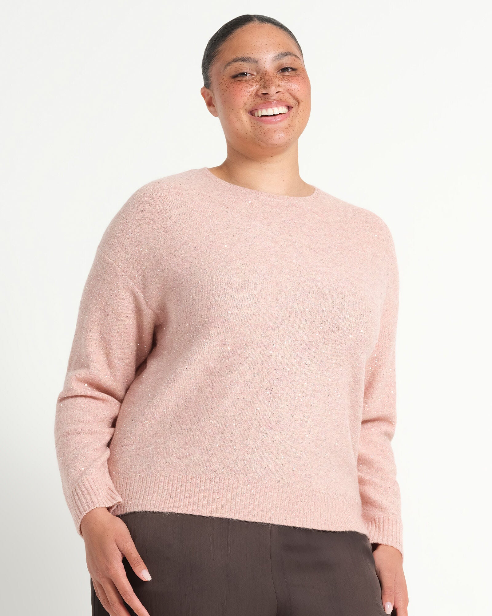 Night Crew Sparkle Knit, Blush Pink / Pink, alternate image number 1