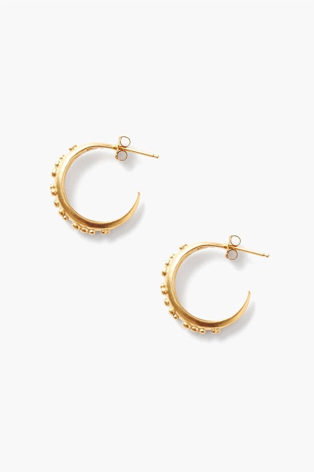 DOTTED HOOP EARRINGS IN GOLD, Gold / Gold, alternate image number null