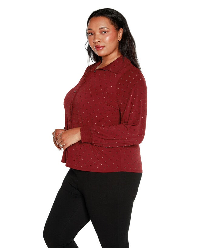 Plus Size Embellished Cap-Sleeve Knit Top, Cobalt / Cobalt, alternate image number null