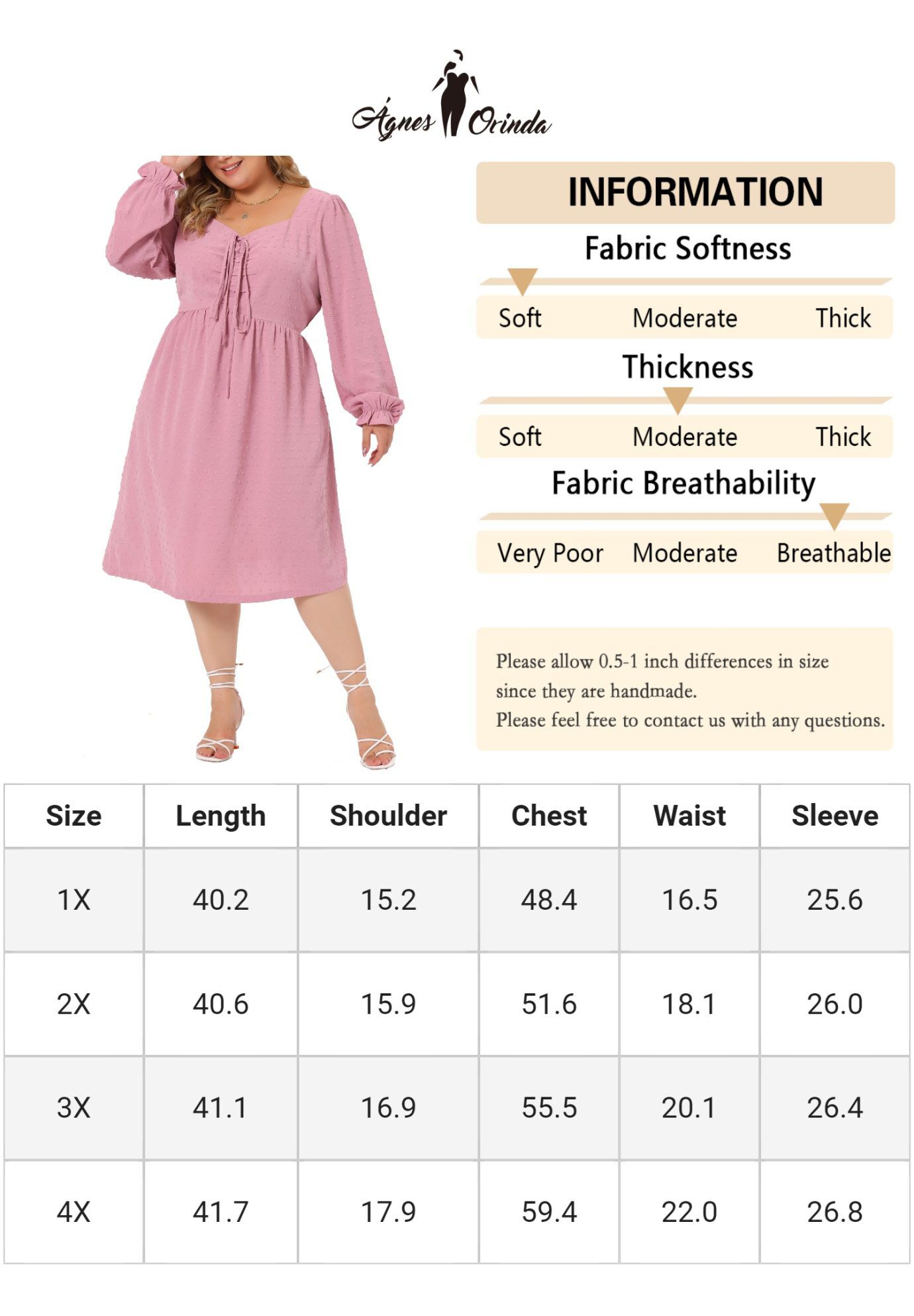 Swiss Dots Long Sleeve Sweetheart Neck Ruffle Tiered Midi Dress, Pink / Pink, alternate image number 4