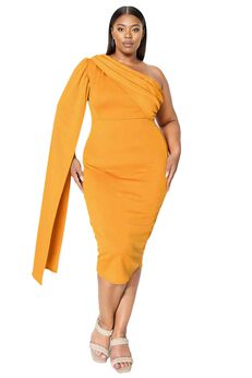 SPADE ONE SHOULDER CAPE DRESS