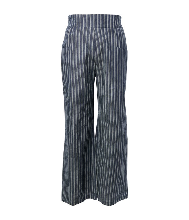 Unique Vintage Denim & White Stripe High Waist Sailor Ginger Pants, Blue Striped / Navy, hi-res image number null
