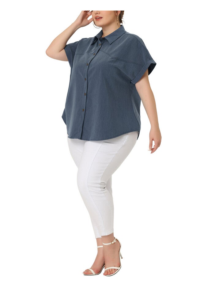 ROLL SLEEVES BUTTONS DOWN CHAMBRAY SHIRT, Navy Blue / Navy, alternate image number 1
