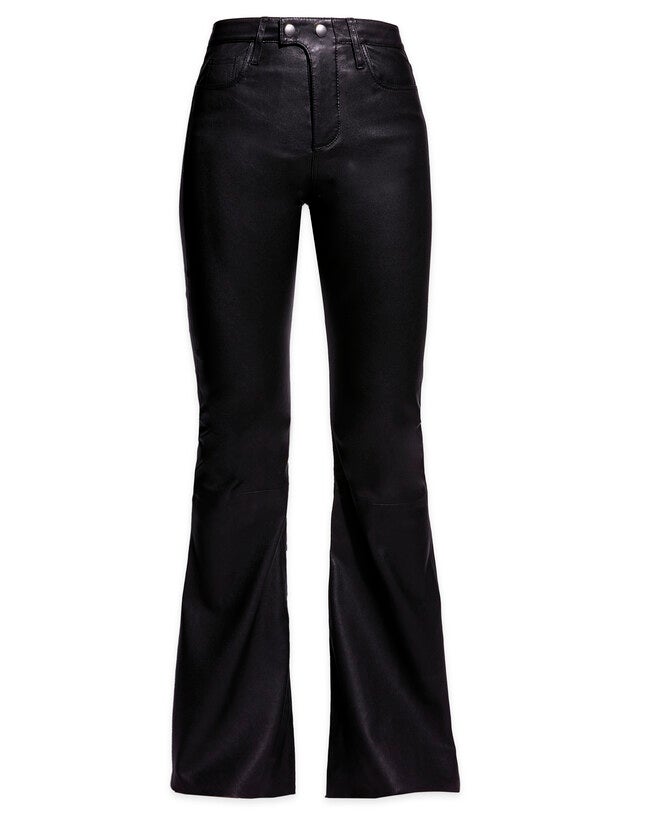 Robbie Stretch Leather Flares, Black / Black, hi-res image number 0