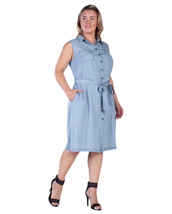 Katana Womens Plus Size Tencel Side Slit Midi Dress, , alternate image number 6