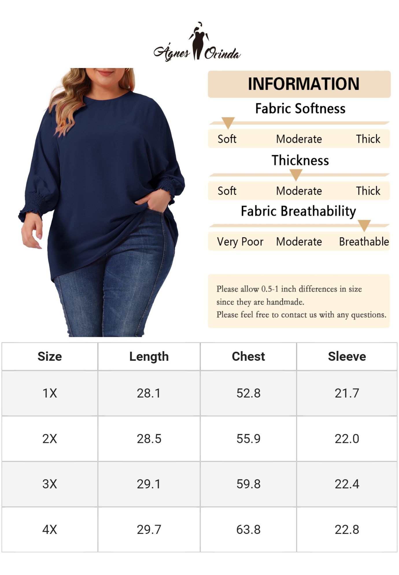 Chiffon Top Batwing Ruffle Long Sleeve Loose T-Shirt Blouse, Navy Blue / Navy, alternate image number 4