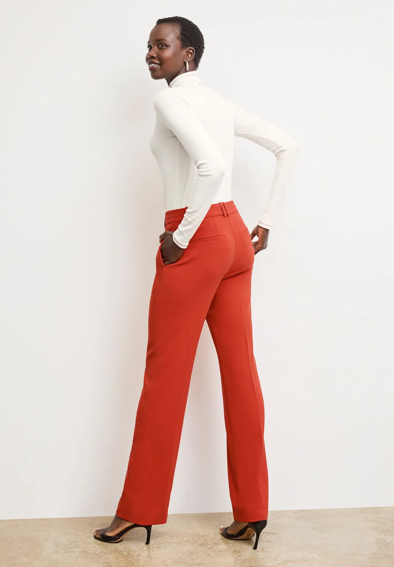 Axam Layering Turtleneck - Contrast Organic Ribbed Pima Cotton, IvoryRed / White, alternate image number 3