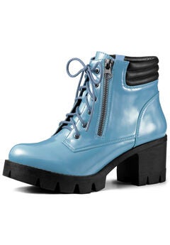 CHUNKY HEEL LACE UP PLATFORM COMBAT BOOTS