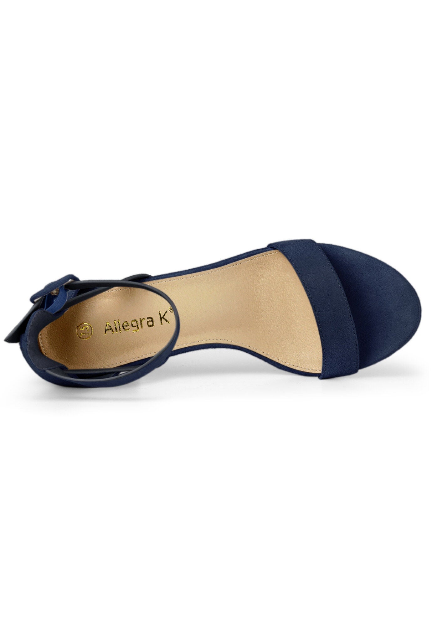 Ankle Strap Block Low Heel Sandal, Navy Blue / Royal Blue, alternate image number 3