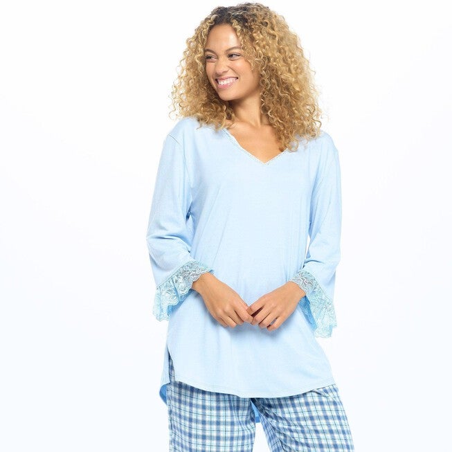 Lux Cotton Nightshirt, Iced Blue / Light Blue, hi-res image number 0