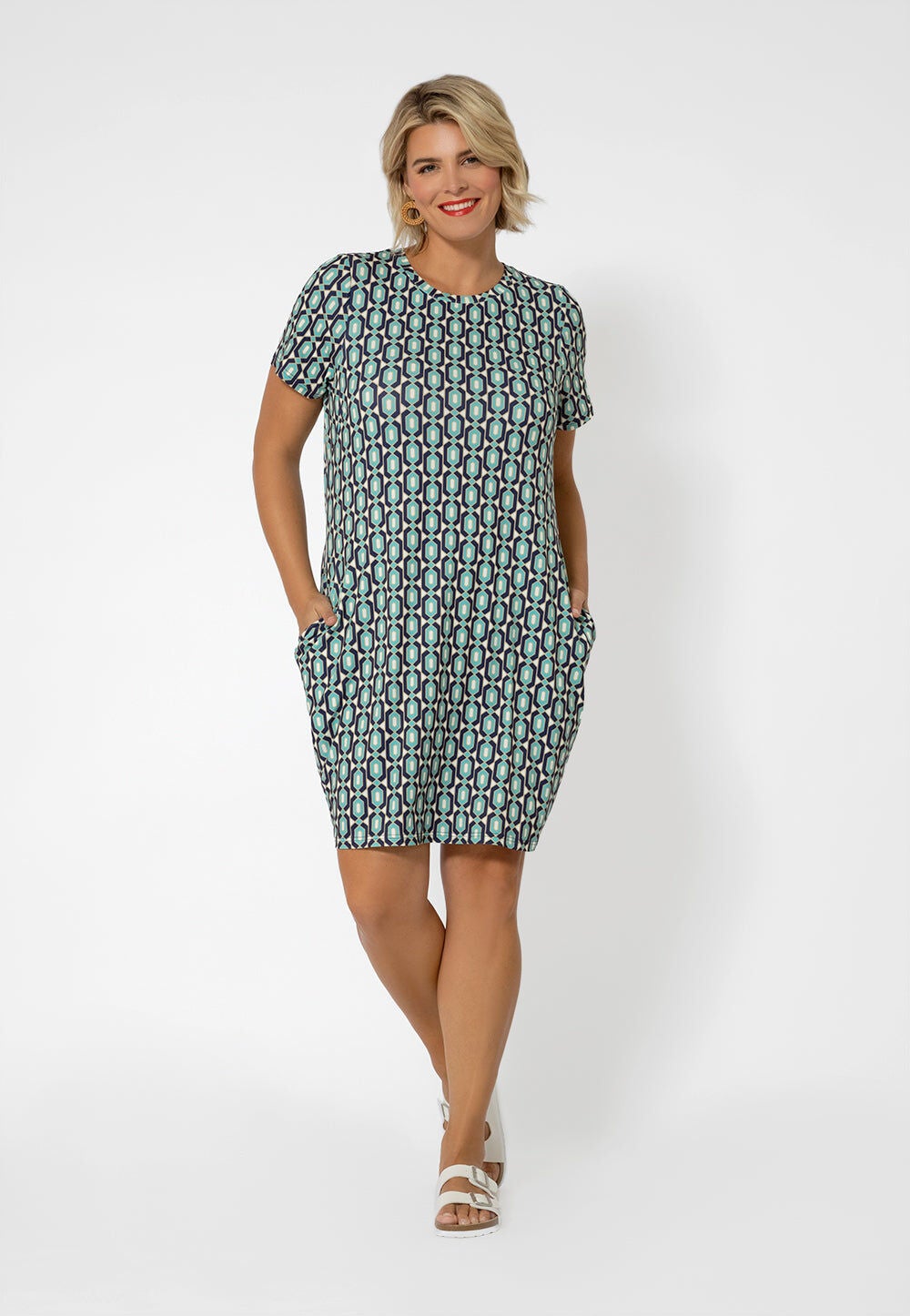 Short Sleeve T-Shirt Dress, MULTI / Mint, hi-res image number 0