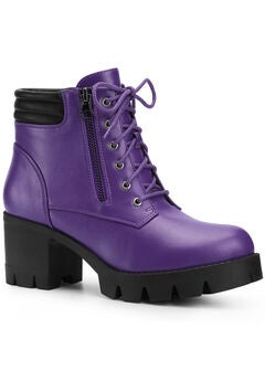 Platform Ankle Boots Lace Up Chunky Heel Combat Boots