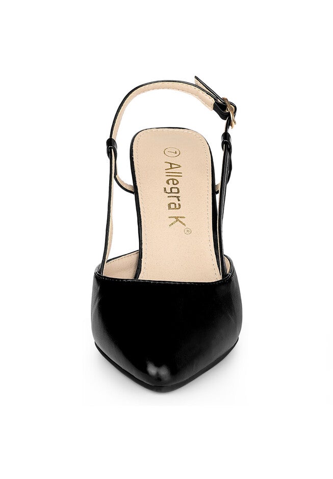 Slingback Clear Heel Pointy Toe Stiletto Heel Pumps, Black / Black, alternate image number null