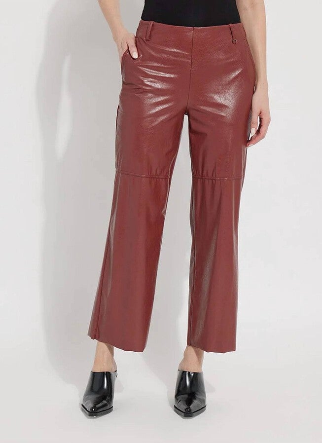 AIMEE VEGAN LEATHER PANT IN AUBURN, Auburn / Red, hi-res image number 0