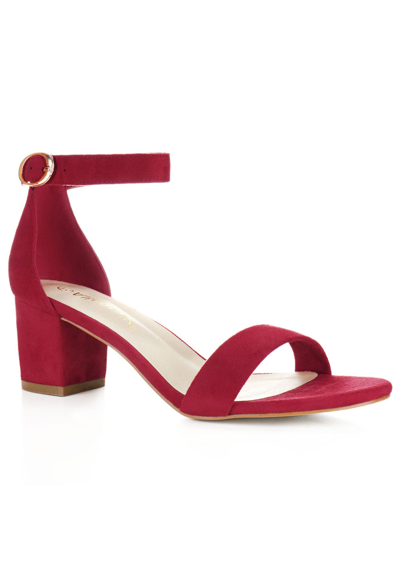 Mid Block Heel Ankle Strap Sandals, Deep Red / Red, hi-res image number 0