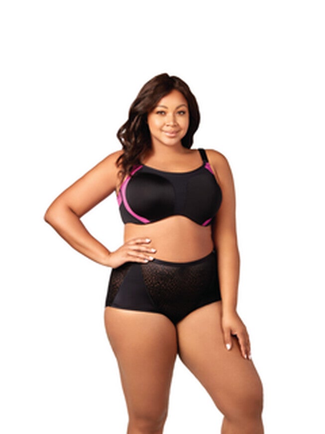 Microfiber Underwire Sports Bra, Black Fuchsia / Black, hi-res image number 0