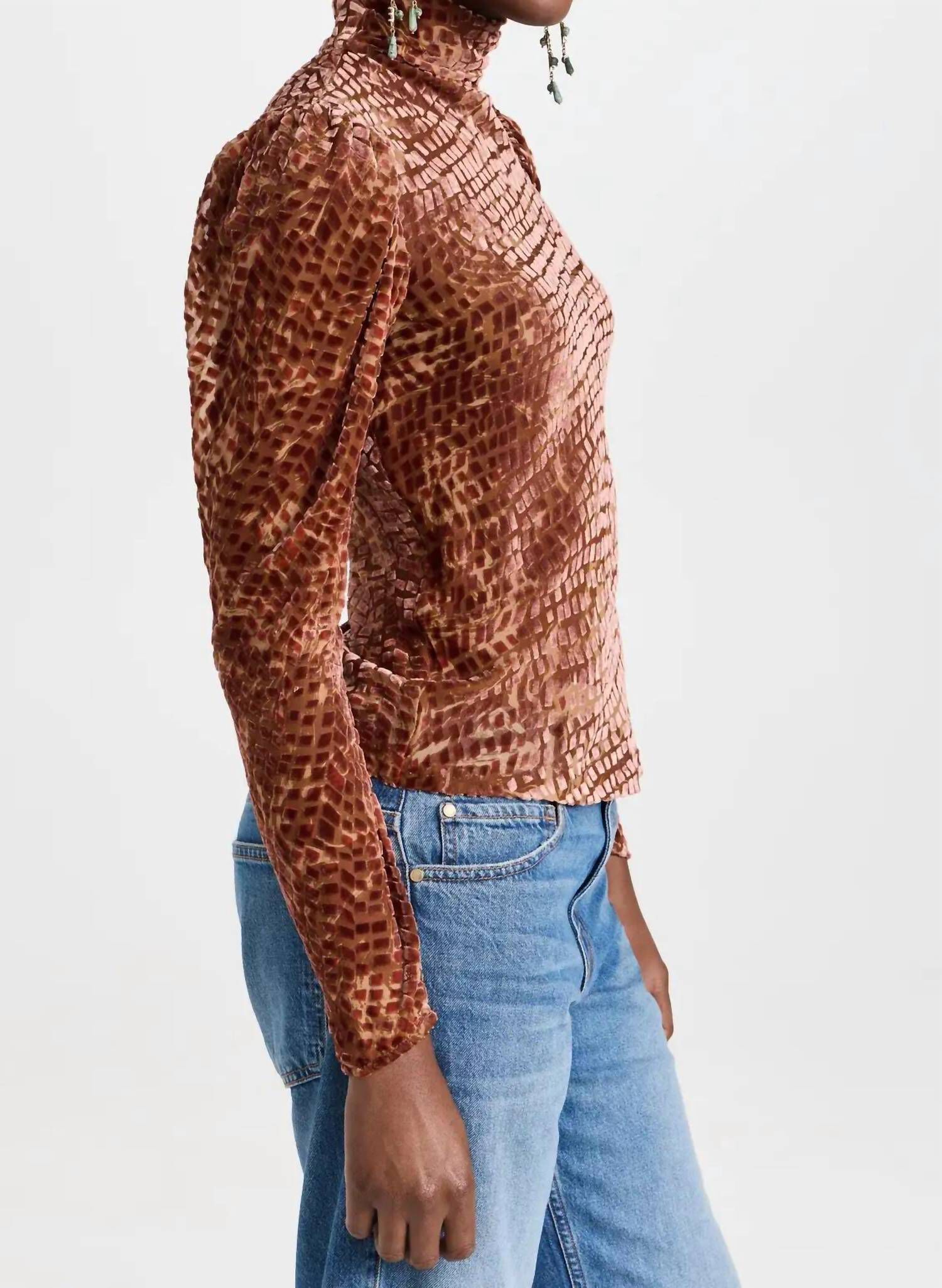 ALTHEA TURTLENECK TOP, Sienna / Brown, alternate image number 2