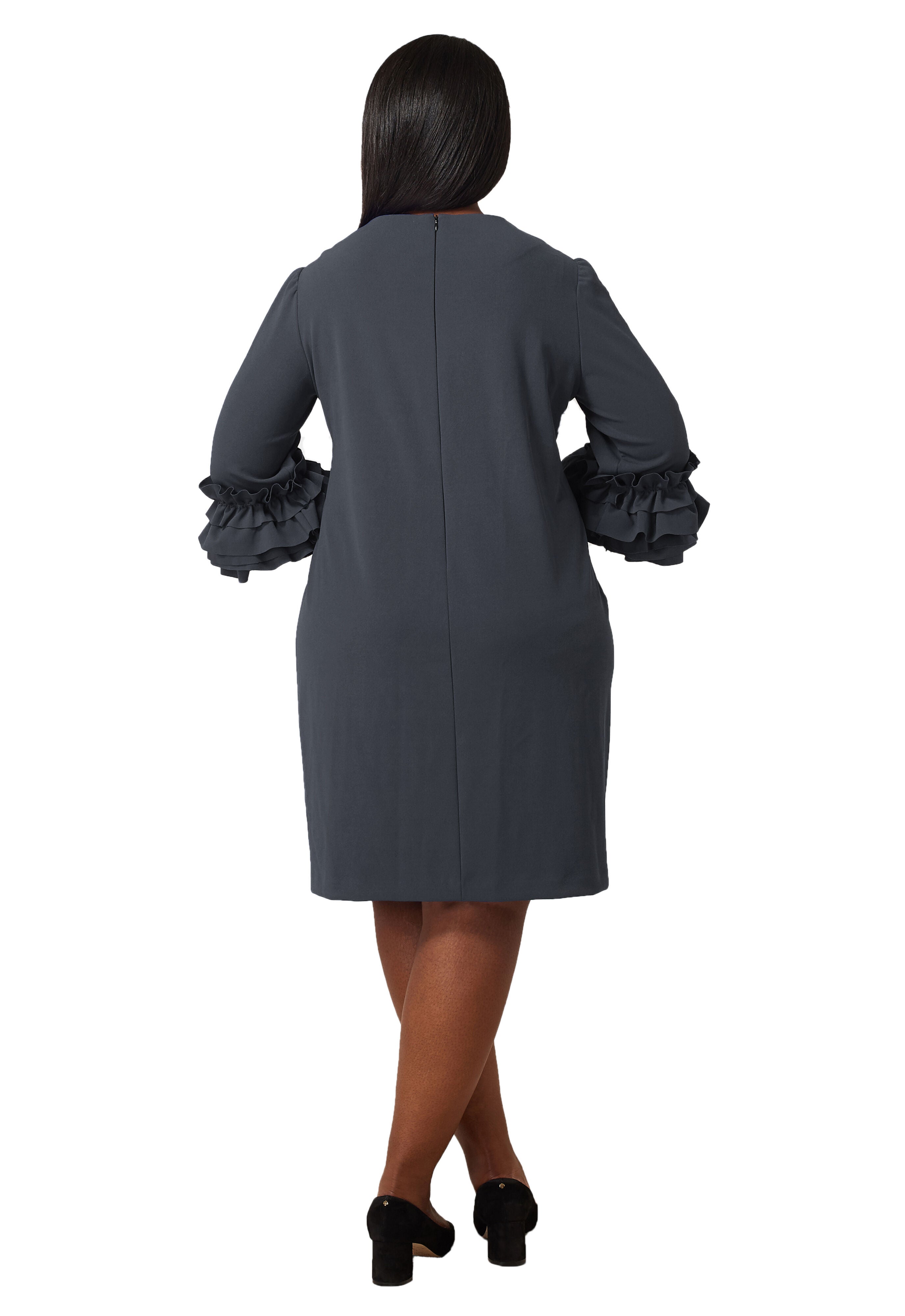 Ruffle Sleeve Sheath Dress, , alternate image number 3