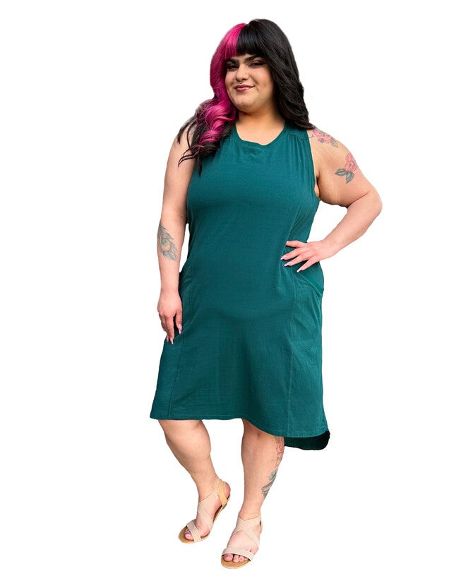 Hi-Lo Jersey Tank Dress, Forest Green / Forest Green, hi-res image number 0
