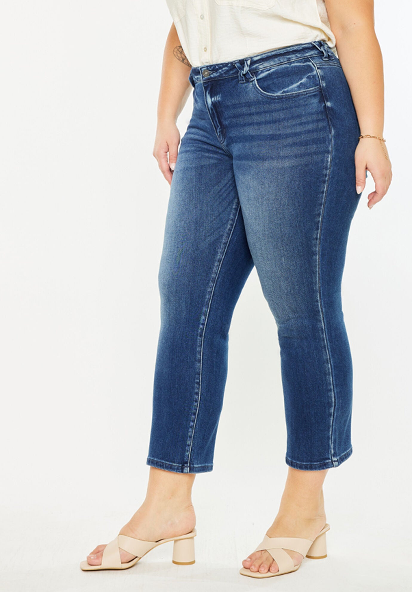 Candice Mid Rise Slim Straight (Plus Size), Dark Wash / Dark Wash, alternate image number 3