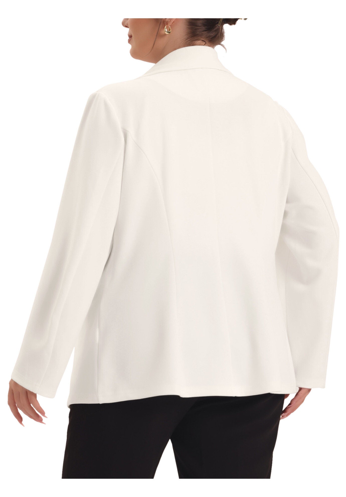 NOTCHED LAPEL V NECK WORK SUIT BLAZER, White / White, alternate image number 3