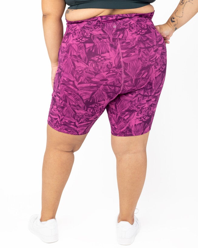 SuperHold™ Pocket Biker Shorts, Cactus Leaf / Pink, alternate image number null