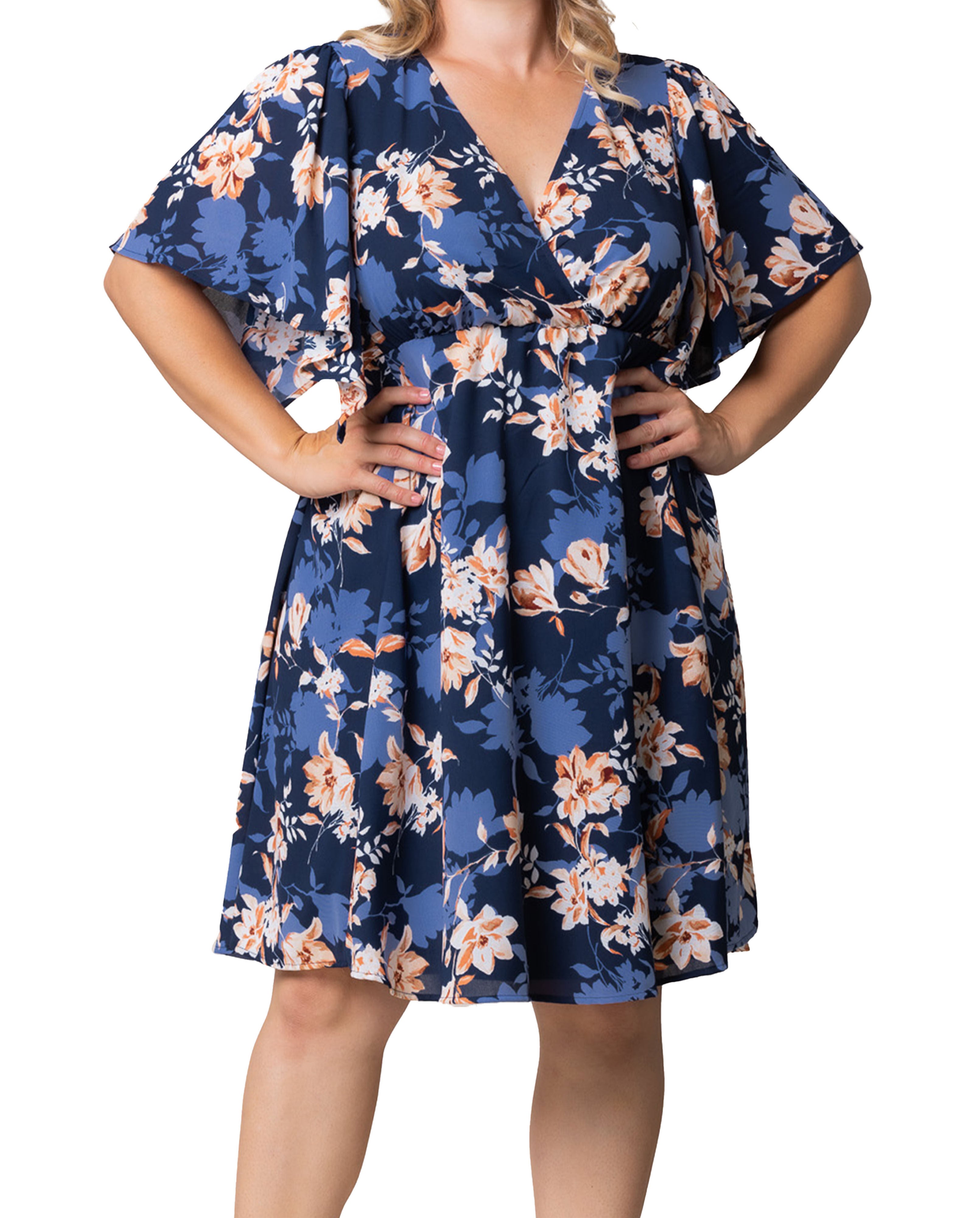 Florence Flutter Sleeve Dress, BLUE BLOSSOM BLISS / Navy, alternate image number 2
