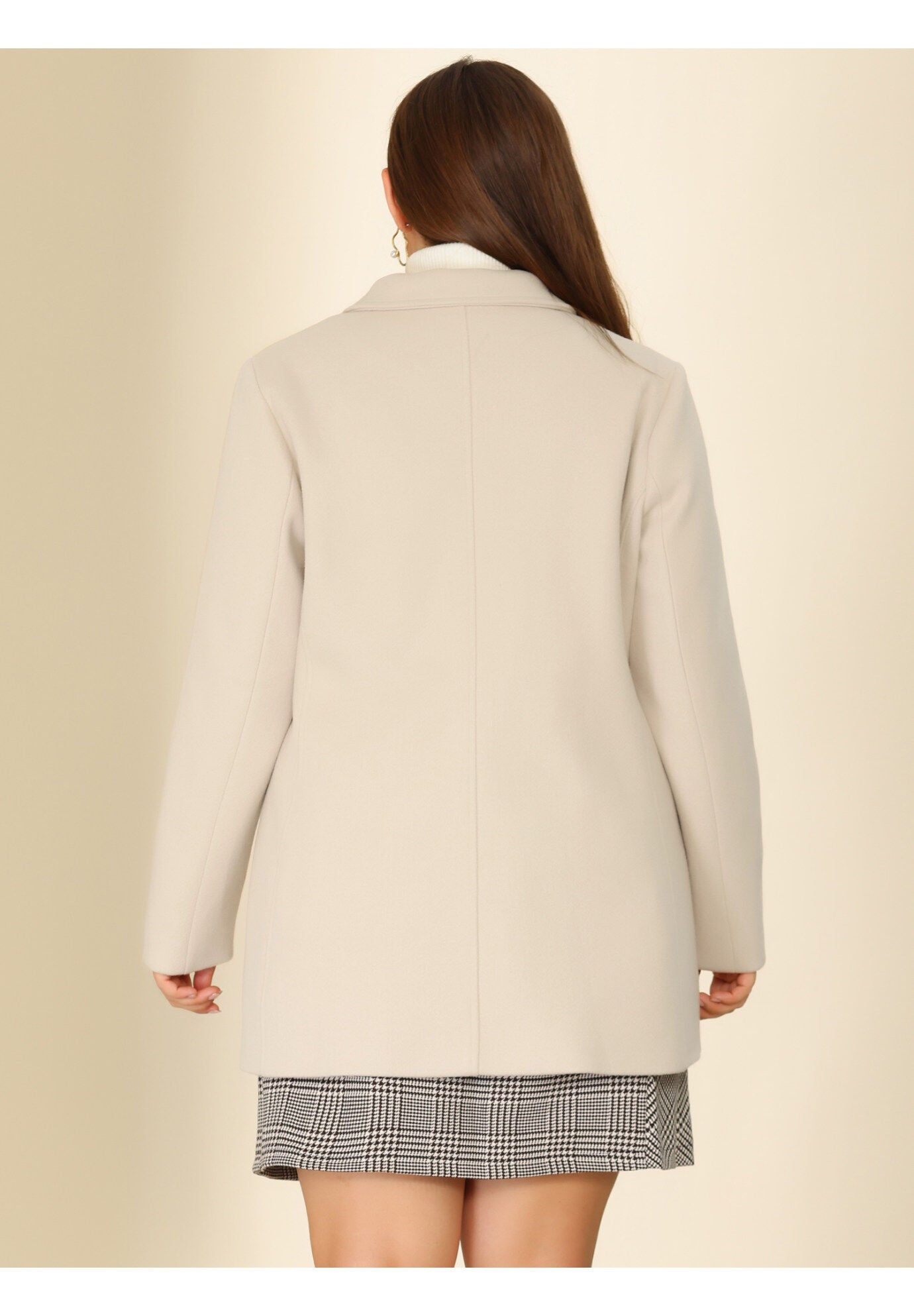 NOTCHED LAPEL DOUBLE BREASTED COAT, Beige / Beige, alternate image number 4