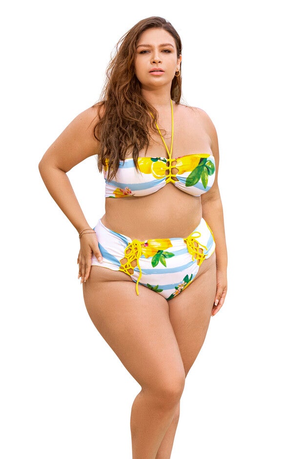 Reversible Two Piece Swimsuit, YellowCitrus Print / Yellow, alternate image number null