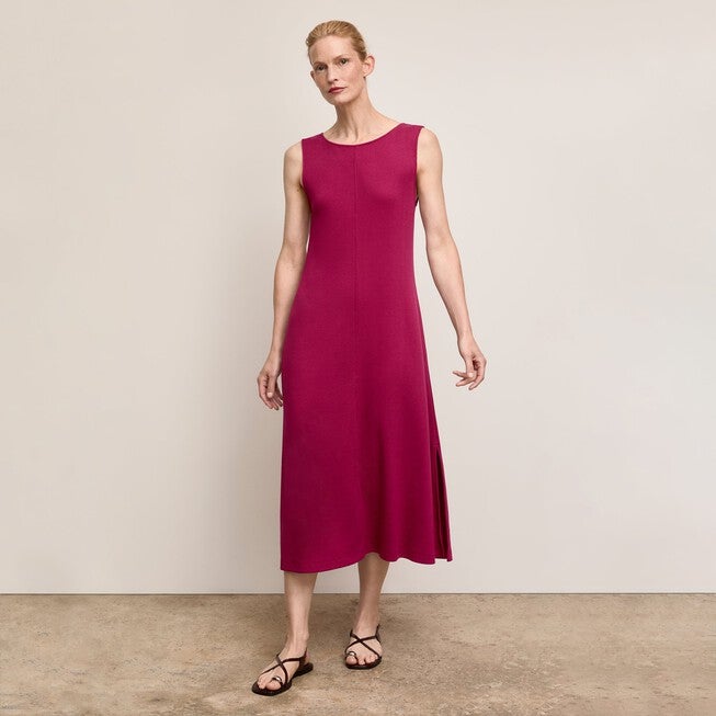 Milano Drape Dress - Plush Pima, Dark Fuchsia / Deep Fuchsia, hi-res image number 0