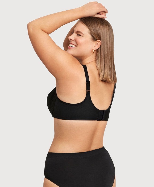 Low Cut WonderWire Lace Bra, Black / Black, alternate image number 2