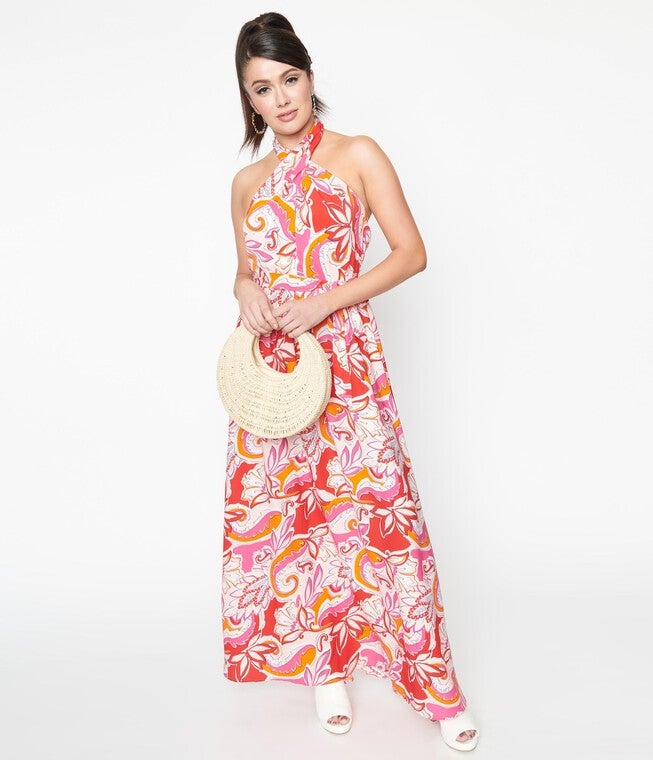 Smak Parlour Pink & Red Floral Budding Romance Maxi Dress, Pink Red Floral / Pink, alternate image number 3