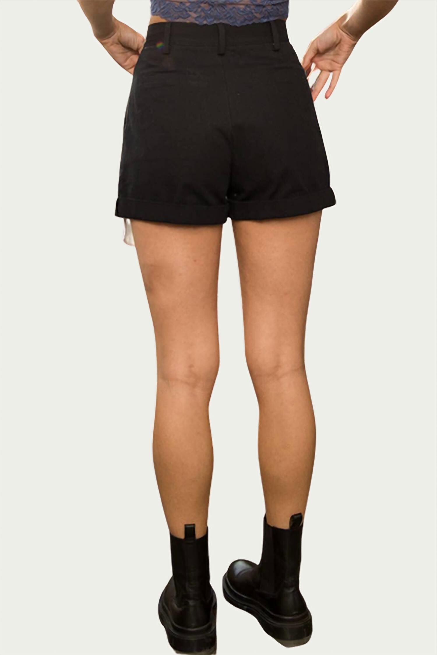 Jane Exposed-Pocket Cotton-Twill Shorts In Black, , alternate image number 3