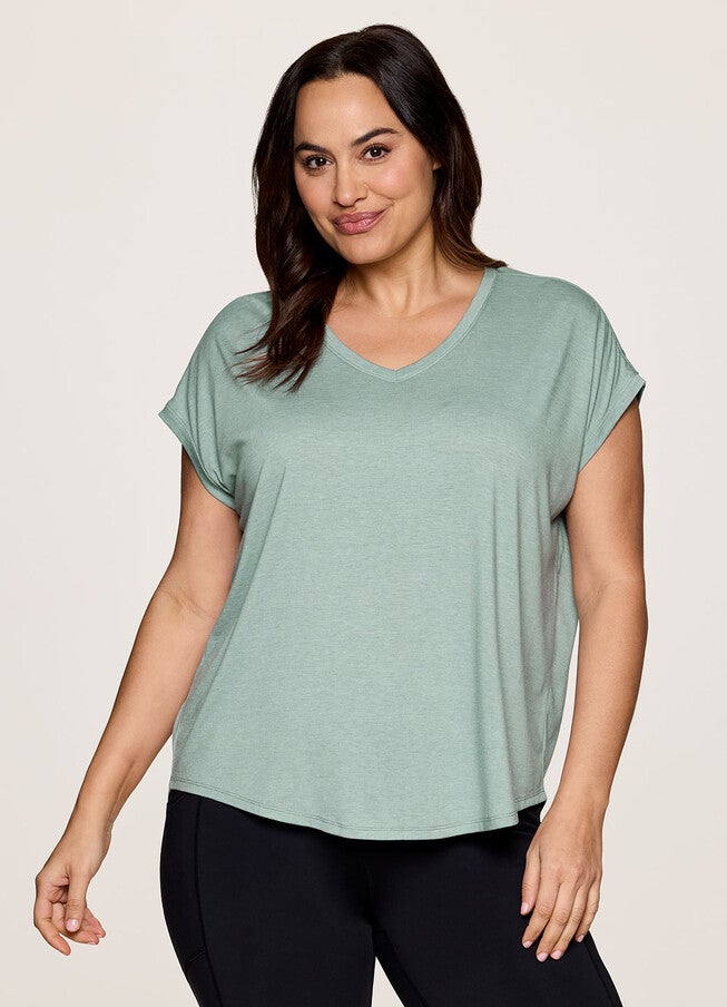 Plus Breezy Hi Low Tee, Sea Glass / Sage Green, hi-res image number 0