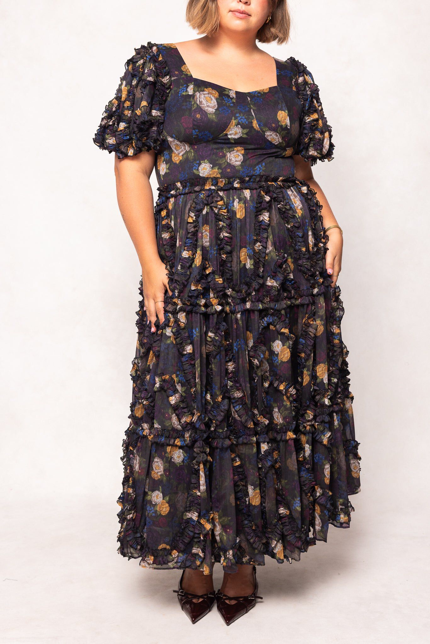 Layla Dress, Winter Floral / Black, hi-res image number 0