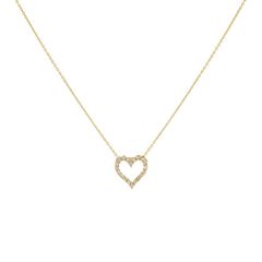 Classic Diamond Heart Necklace  14K Gold One Size