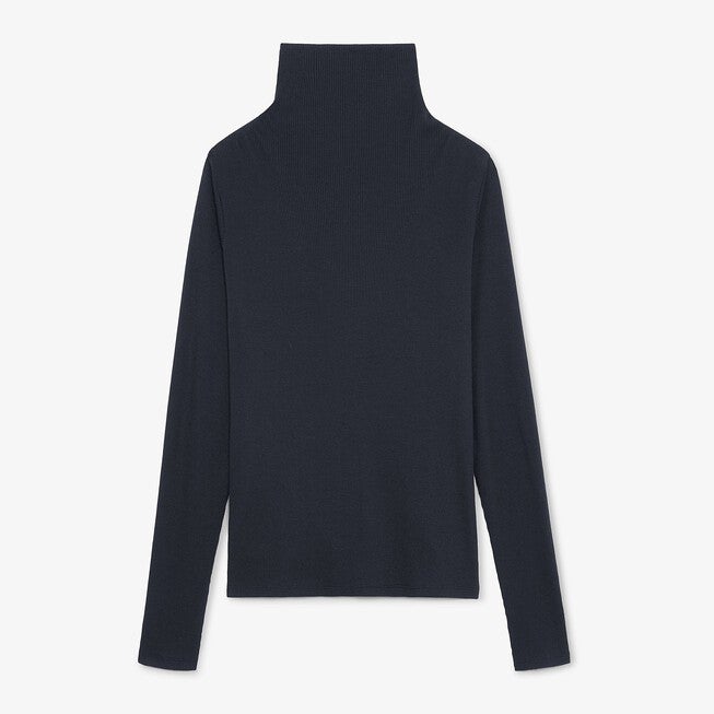 Axam Layering Turtleneck - Organic Ribbed Pima Cotton, Dark Navy / Navy, alternate image number 6