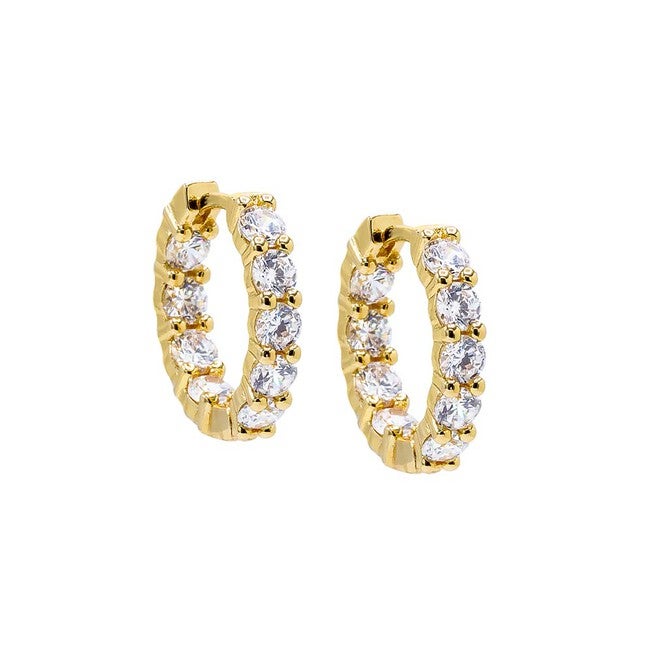 Mini CZ Tennis Huggie Earring, Gold / Gold, hi-res image number 0